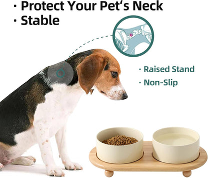 Ceramic Elevated Dog Bowls, Food and Water Bowls for Dogs, Puppy, Raised Dog Dish, Pet