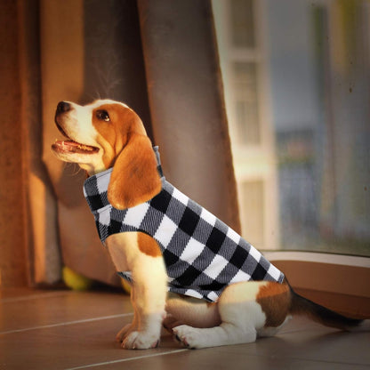 ASENKU Dog Sweater, Plaid Dogs Fleece Vest, Soft Comfortable Pet Pajamas, Warm Winter Puppy Shirt