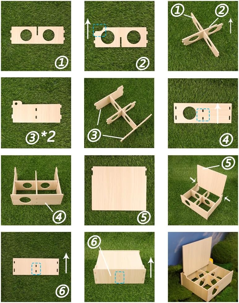 Hamster and Mouse Wooden Tunnel Cage Secret Peep Shed and Explore Hideout Flip Cover Design Hamster