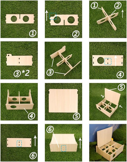Hamster and Mouse Wooden Tunnel Cage Secret Peep Shed and Explore Hideout Flip Cover Design Hamster