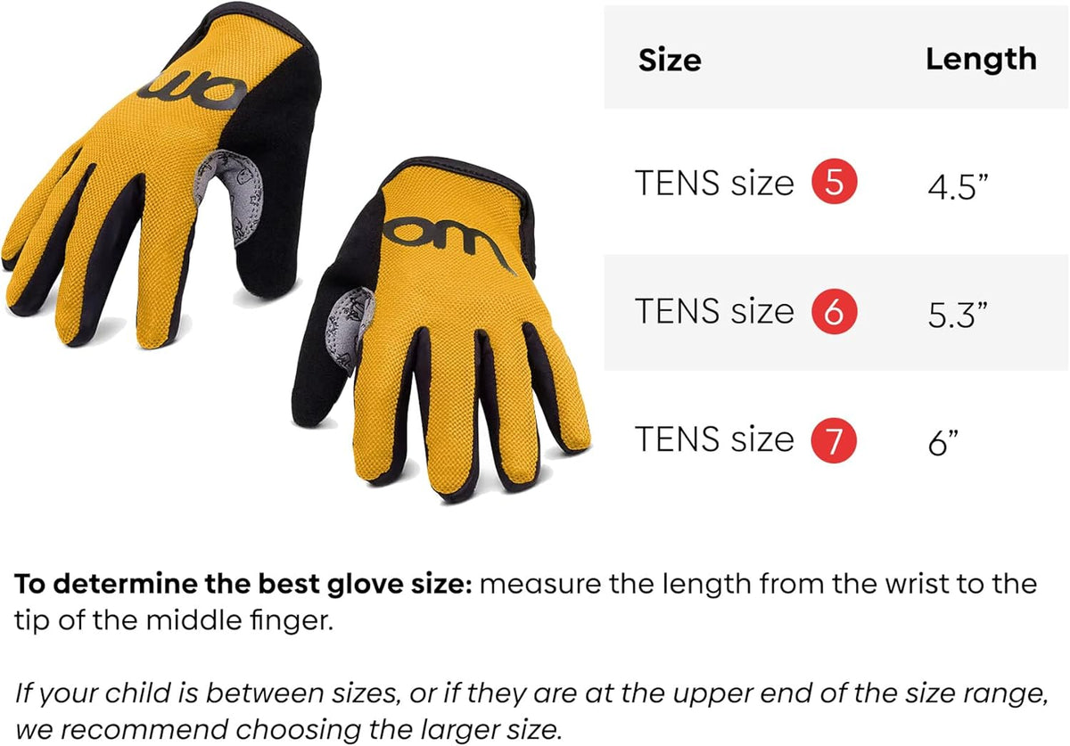 woom TENS Bike Gloves, Child’s & Youth Bicycle Full Finger Protection with Grip for Road Cycling &