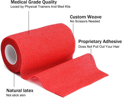 TOBWOLF 12PCS Self Adhesive Bandage, 4" x5yd / 10cmx4.5m Elastic Cohesive Bandage Wrap, Breathable