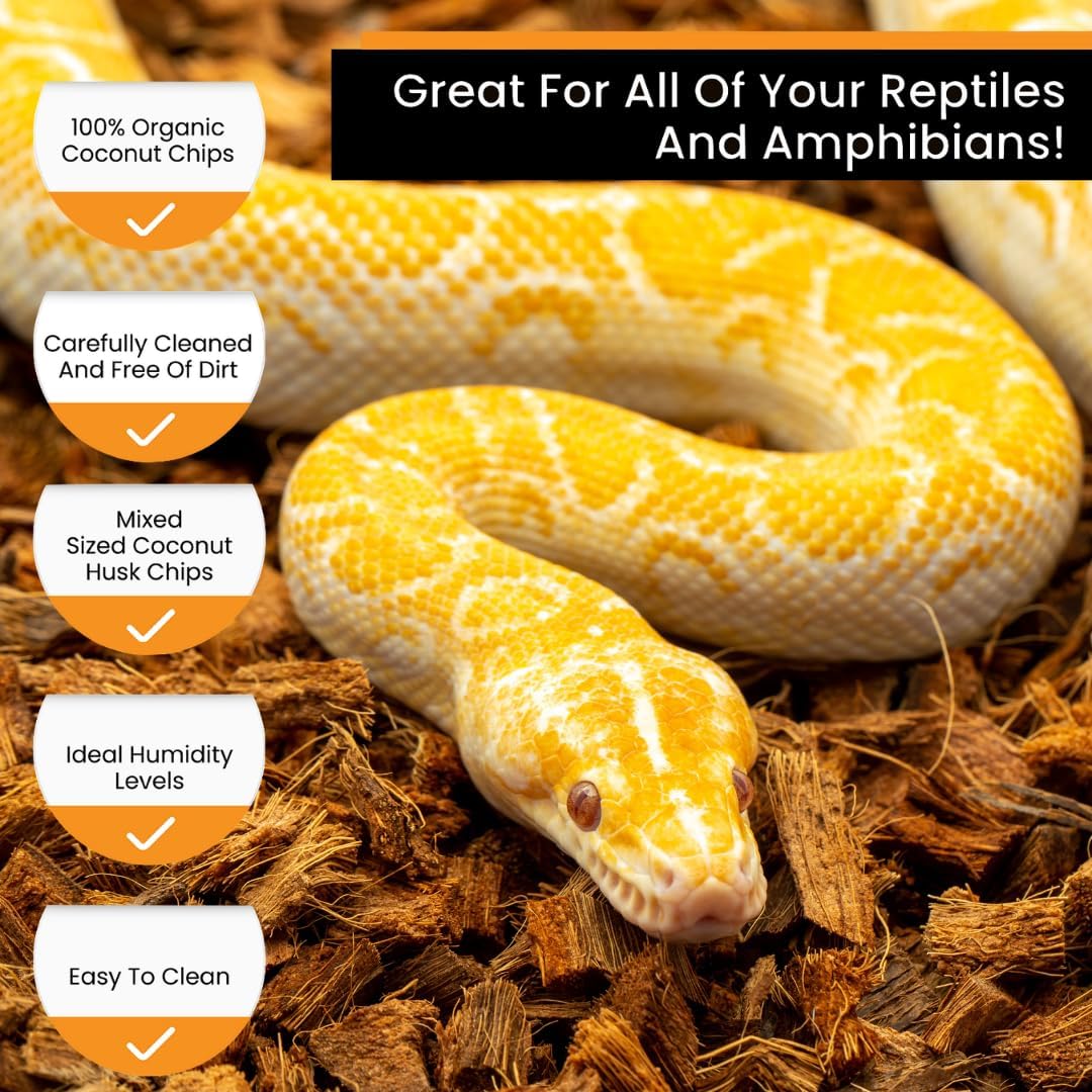 ReptiChip Reptile Bedding Loose Coconut Chip 36 Quart 4 Pack Coco Husk Substrate Mulch for Snake