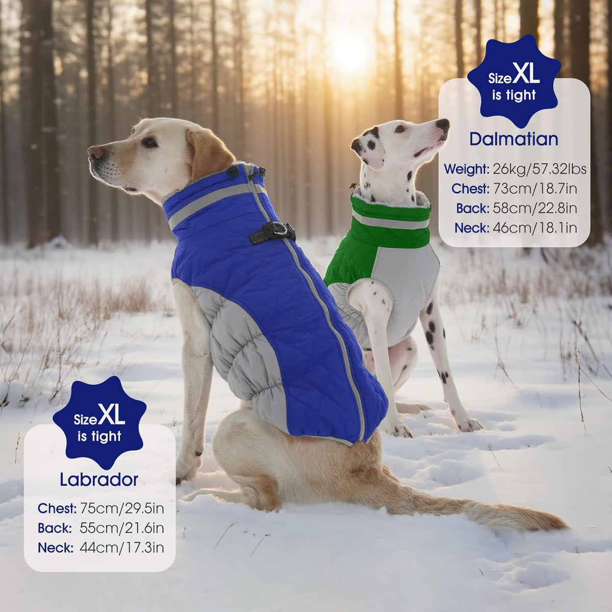 FUAMEY Dog Coat for Large Dogs,Waterproof Dog Winter Jacket with Harness Built in Puppy Cold