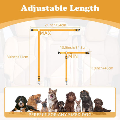 BWOGUE 2 Packs Dog Cat Safety Seat Belt Strap Car Headrest Restraint Adjustable Nylon Fabric Dog