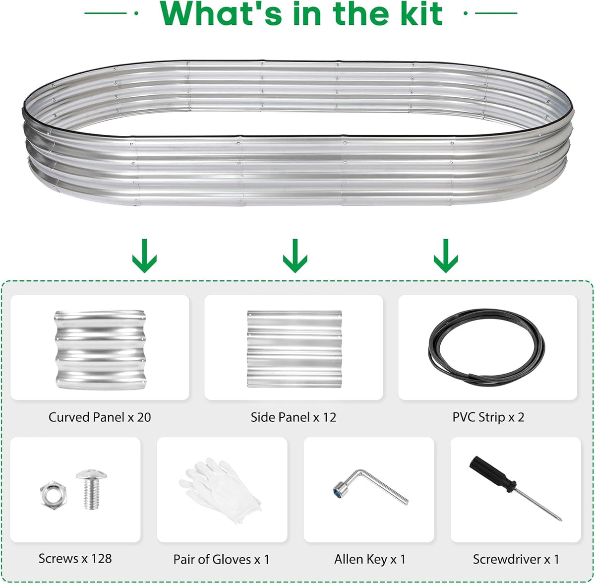 JERIA 2 Pcs 8×4×1ft Oval Raised Garden Bed,Galvanized Raised Garden Bed Kit Outdoor Metal Gardening