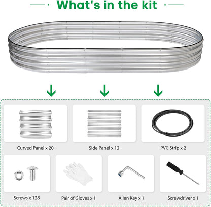 JERIA 2 Pcs 8×4×1ft Oval Raised Garden Bed,Galvanized Raised Garden Bed Kit Outdoor Metal Gardening