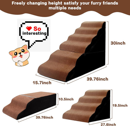 Dog Stair Steps for High Bed, 6-Step Dog Ramps for High Beds Climbing for Doggy/Kitty, Curved Pet