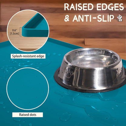 MateeyLife Silicone Cat & Dog Food Mat for Floors Waterproof, Anti-Slip Dog Bowl Mats for Food and