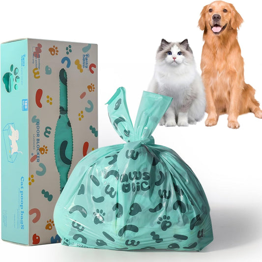 Poop Bags for Dog and Cat - Biodegradable 100% Leak-Proof Pet Waste Bags with Handle, 180 Count