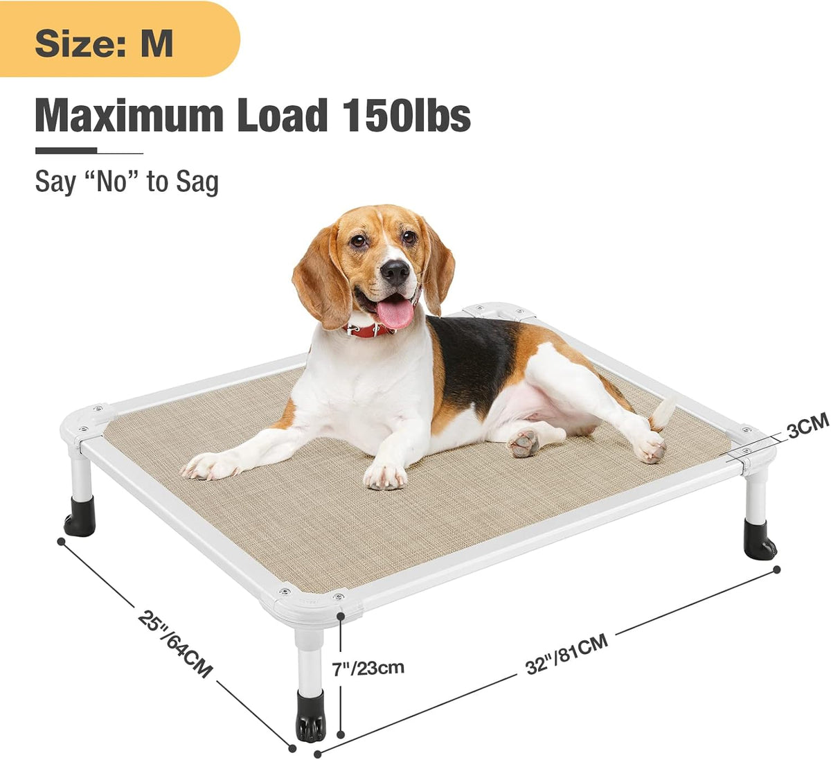 Veehoo Chew Proof Elevated Dog Bed - Cooling Raised Pet Cot - Silver Aluminum Frame and Durable