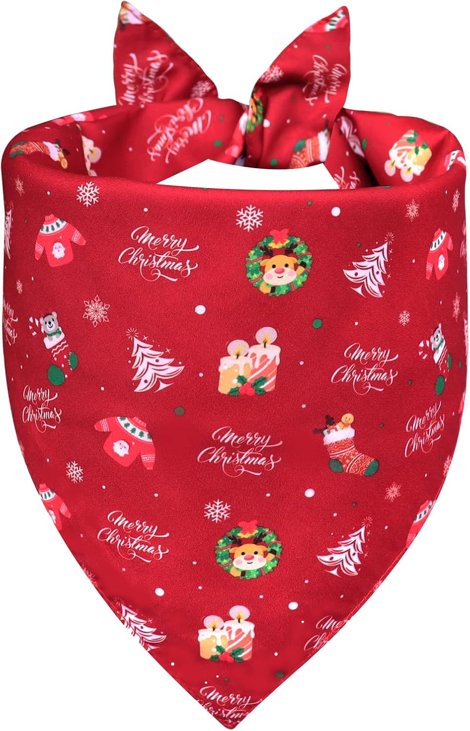 Christmas Dog Bandana for Large Dogs - Reversible Santa Snowman Print Scarf - Soft, Quick-Dry Pet