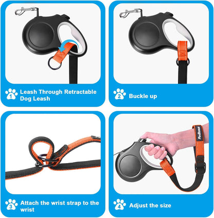 PetBonus Short Dog Leash, Safety Wrist Strap for Retractable Dog Leash, Reflective Design and