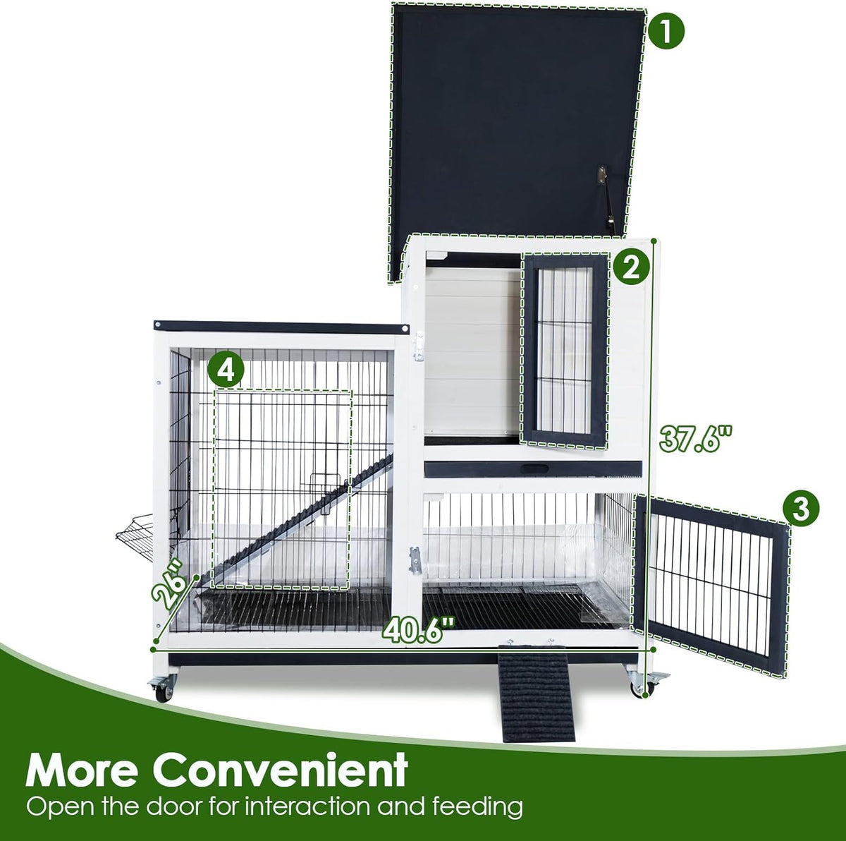 Bunny Hutch Indoor Rabbit Cage Outdoor 2-Story Rabbit House with Urine Guards and 2 Removable Tray