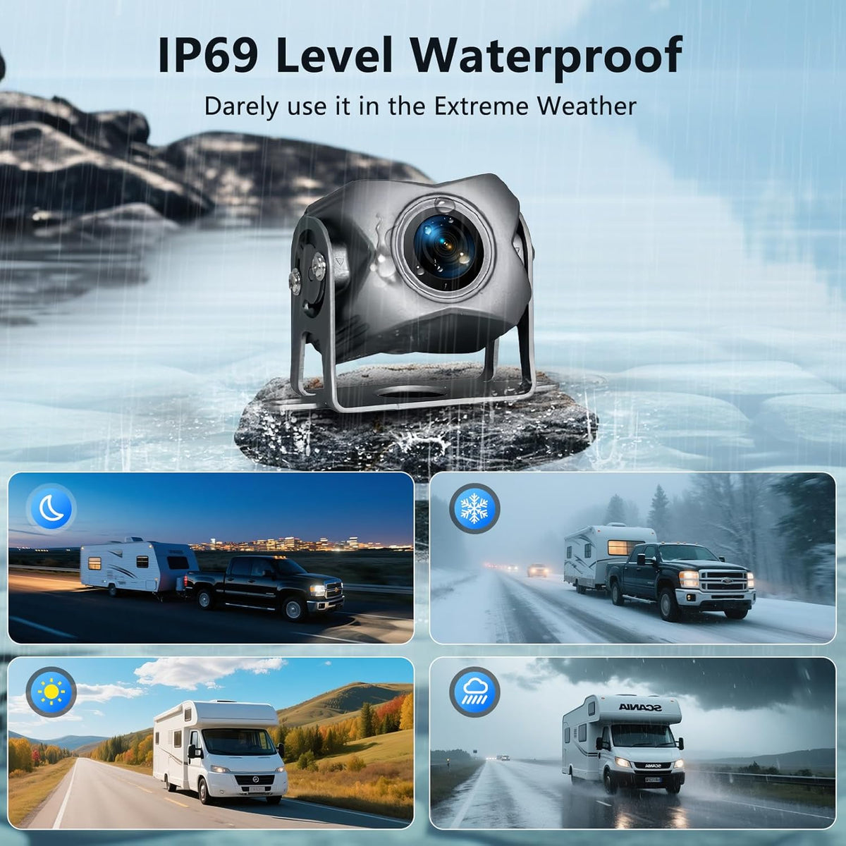6 Channel Backup Camera System,1080P Rearview Camera with Carplay & Android Auto,GPS Navigation