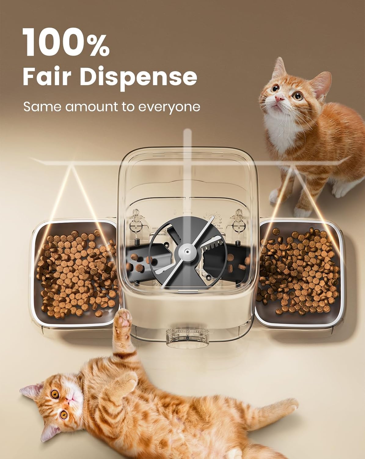 oneisall Automatic Cat Feeders 2 Cats, 20 Cups/5L Cat Auto Feeder, Automatic Cats Food Dispenser