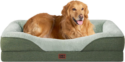 EHEYCIGA Memory Foam Dog Bed for Large Sized, Orthopedic Dog Sofa with Sides and Waterproof Liner