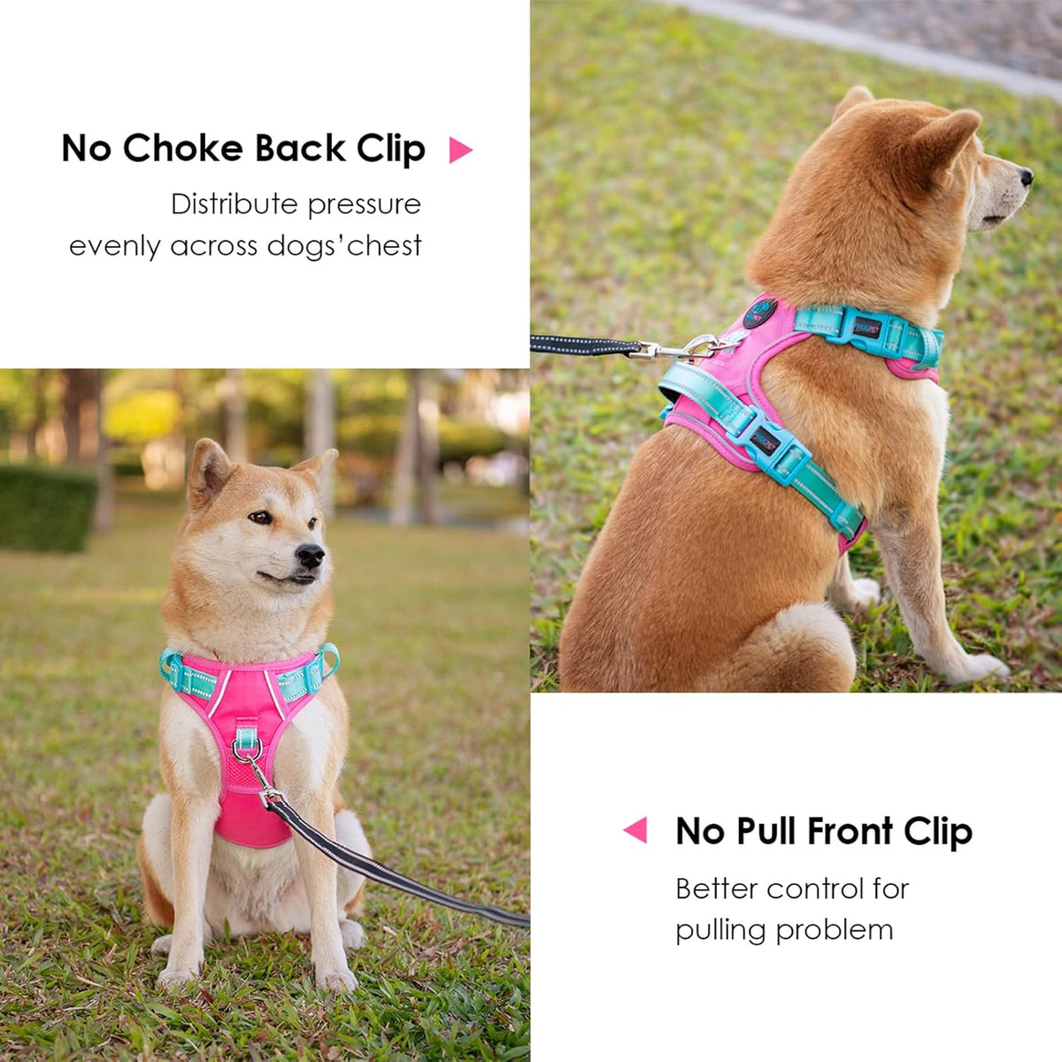 PHOEPET No Pull Dog Harness, Unique Colors Reflective Adjustable Dog Vest, with Soft Training
