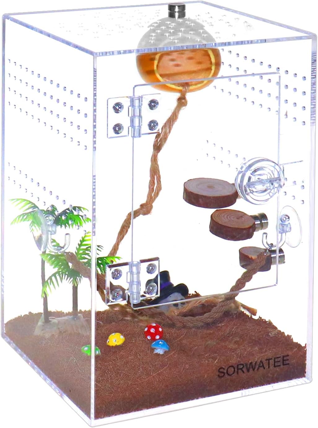 Spider Terrarium Kit, Jumping Spider Enclosure with Hideout, Rope Bridge, Ledge Ladder, Micro