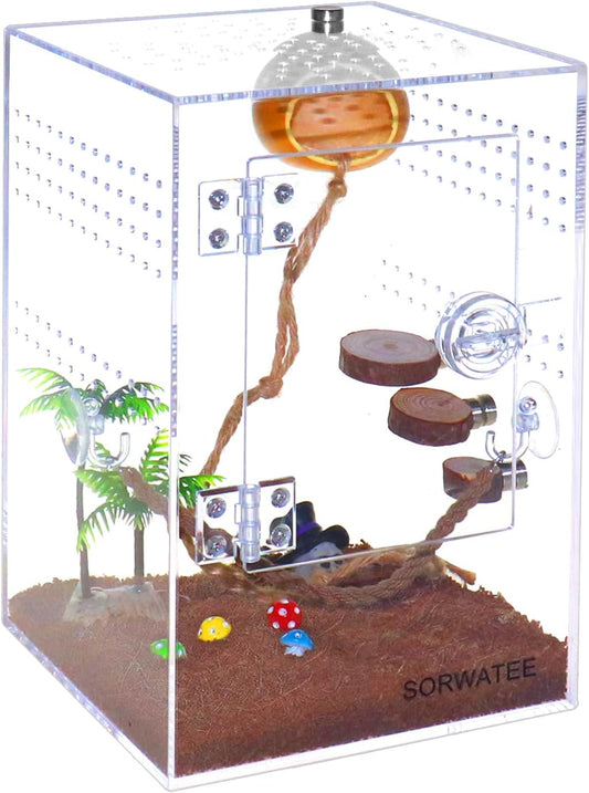 Spider Terrarium Kit, Jumping Spider Enclosure with Hideout, Rope Bridge, Ledge Ladder, Micro