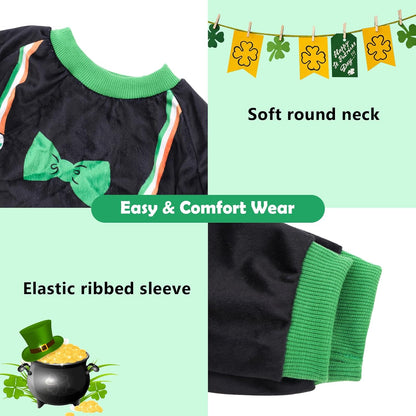 CuteBone Dog Pajamas St.Patrick's Day Puppy Onesies Small Dogs Soft Pjs Coat Cat Apparel Comfy Pet