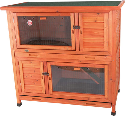 TRIXIE natura Insulated Rabbit Hutch, 2-Story Outdoor Bunny House, Small Animal Hutch with Ramp