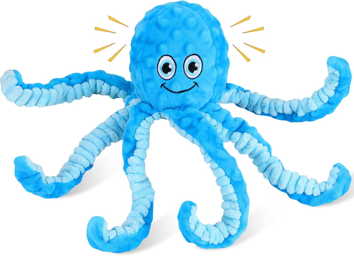 Squeaky Dog Toys Octopus Stuffed Crinkle Toy, Puppy Chew Toys for Teething, Durable Tug of War