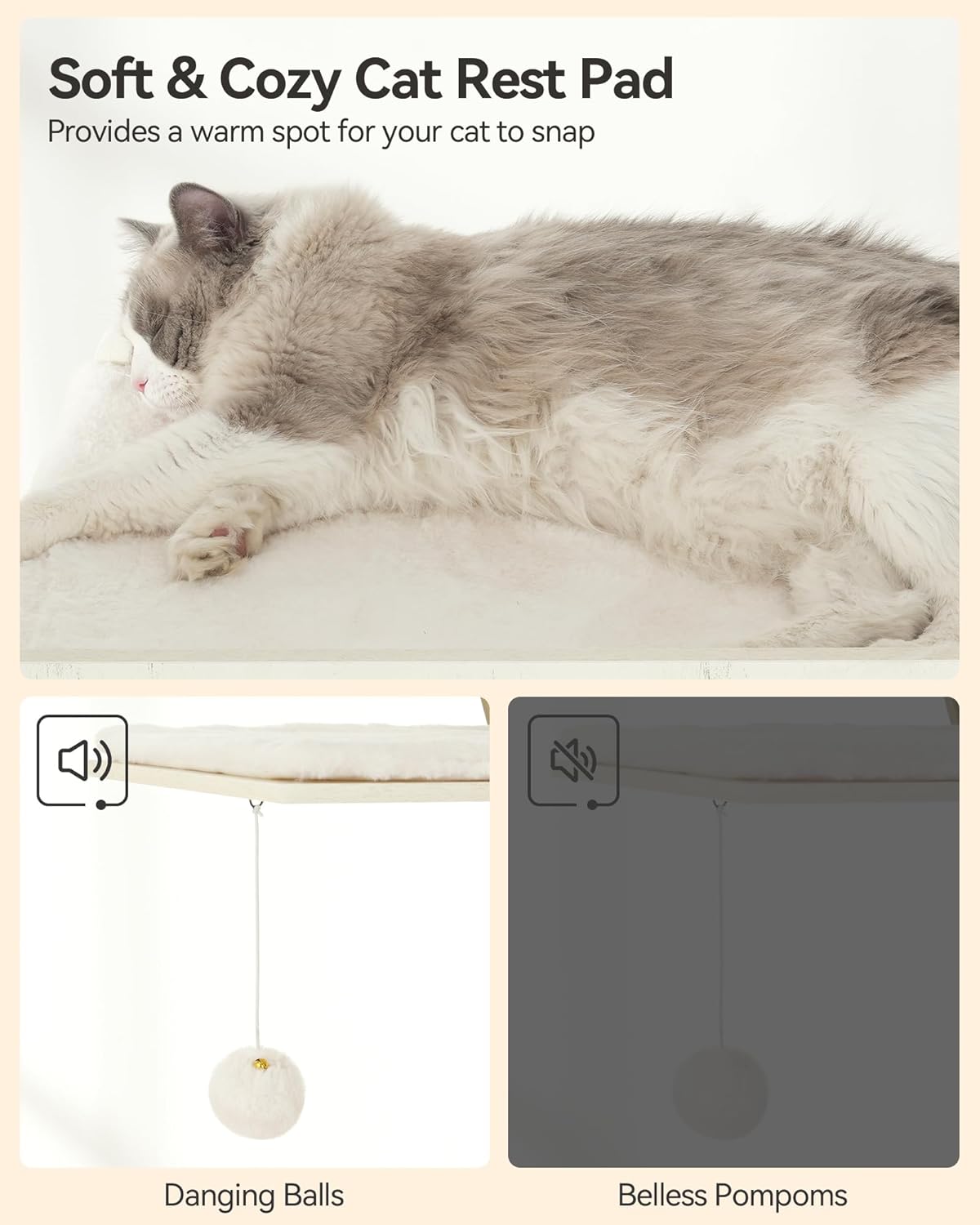FourFurPets 72.4" Cat Tree, Modern Cat Tower for Indoor Cats, Multi-Level Cat Condo with Caves