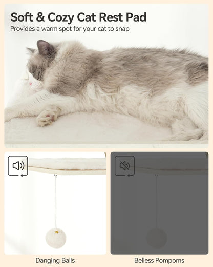 FourFurPets 72.4" Cat Tree, Modern Cat Tower for Indoor Cats, Multi-Level Cat Condo with Caves