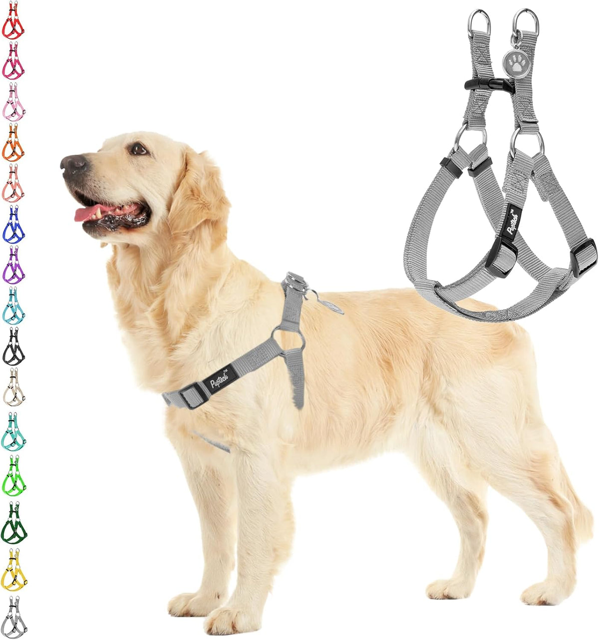 PUPTECK No Pull Dog Harness Soft Adjustable Basic Nylon Step in Puppy Vest Outdoor Walking with ID