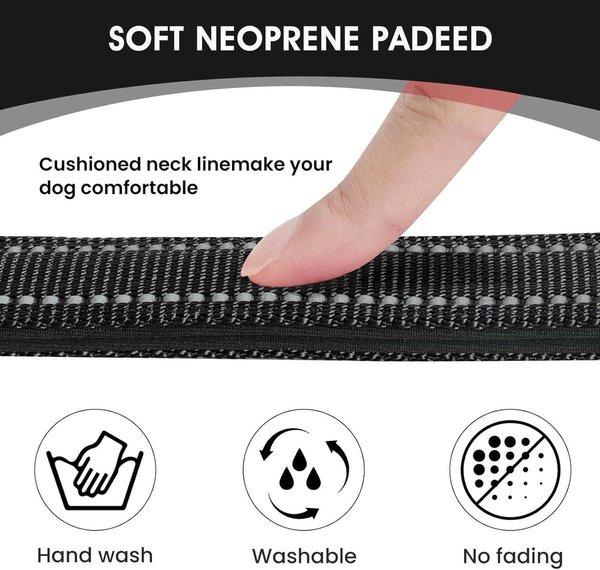 Reflective Dog Collar Padded with Soft Neoprene Breathable Quick Release Basic Dog Collars for