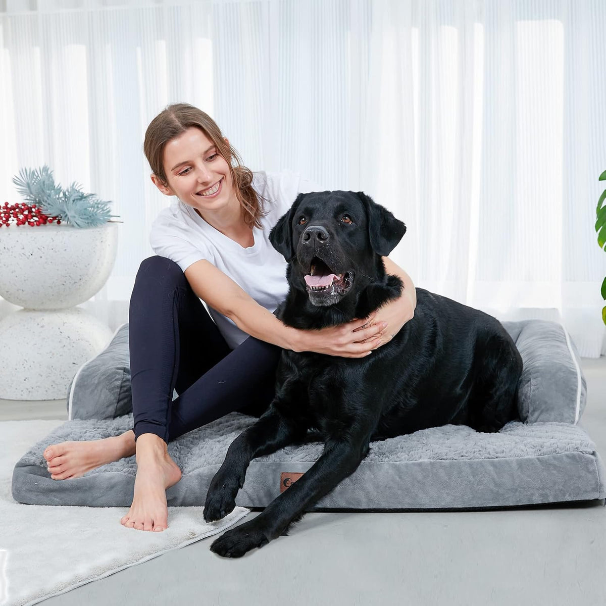 Orthopedic Dog Beds for Large Dogs, Waterproof Dogs Beds, Memory Foam Dog Couch Beds, Comfy Bolster