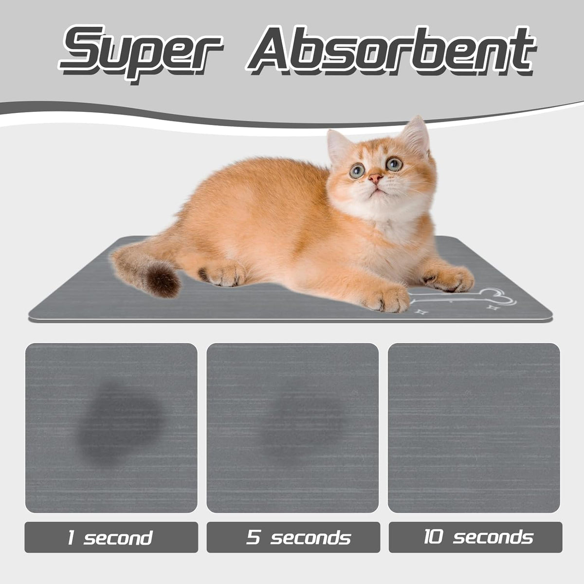 Le courant Dog Cat Feeding Mat,Water Absorbent, Non Slip Placemat for Pets Bowl and Water,100%