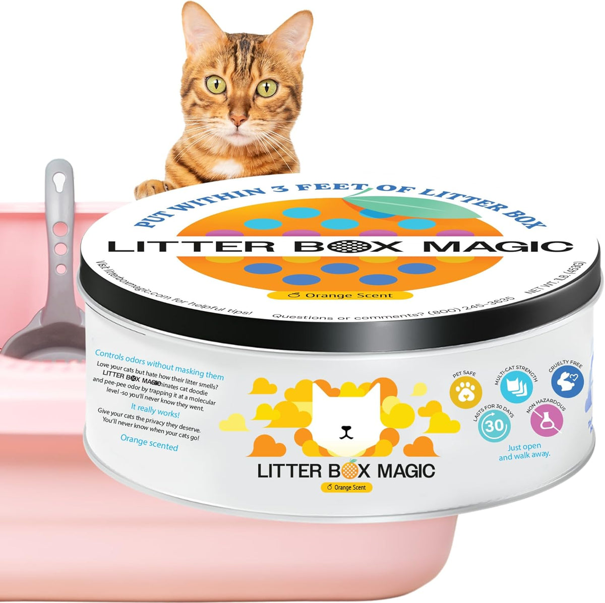 Cat Litter Deodorizer Jar (Orange Scent, 16 Oz, Pack of 1) - Cat Litter Odor Control Gel In A Jar