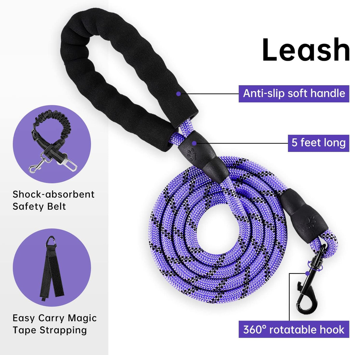 IVY&LANE No Pull Dog Harness for Medium Dogs, Dog Vest Harness with Leash, Safety Belt and Storage