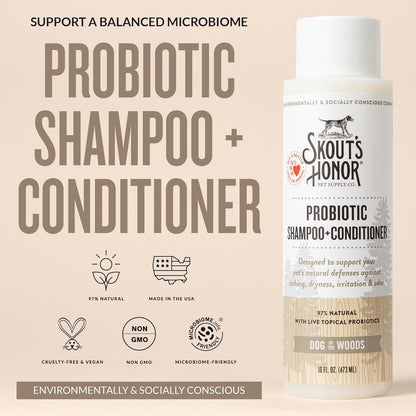 Skout's Honor Probiotic Pet Shampoo & Conditioner with Avocado Oil & Omega-3s, 97% Natural, Paraben