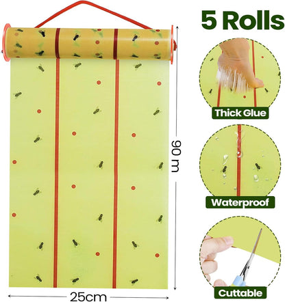 Qualirey Giant Sticky Fly Traps,30 Feet Fly Strips for Indoor Outdoor Hanging Flying Tapes Non
