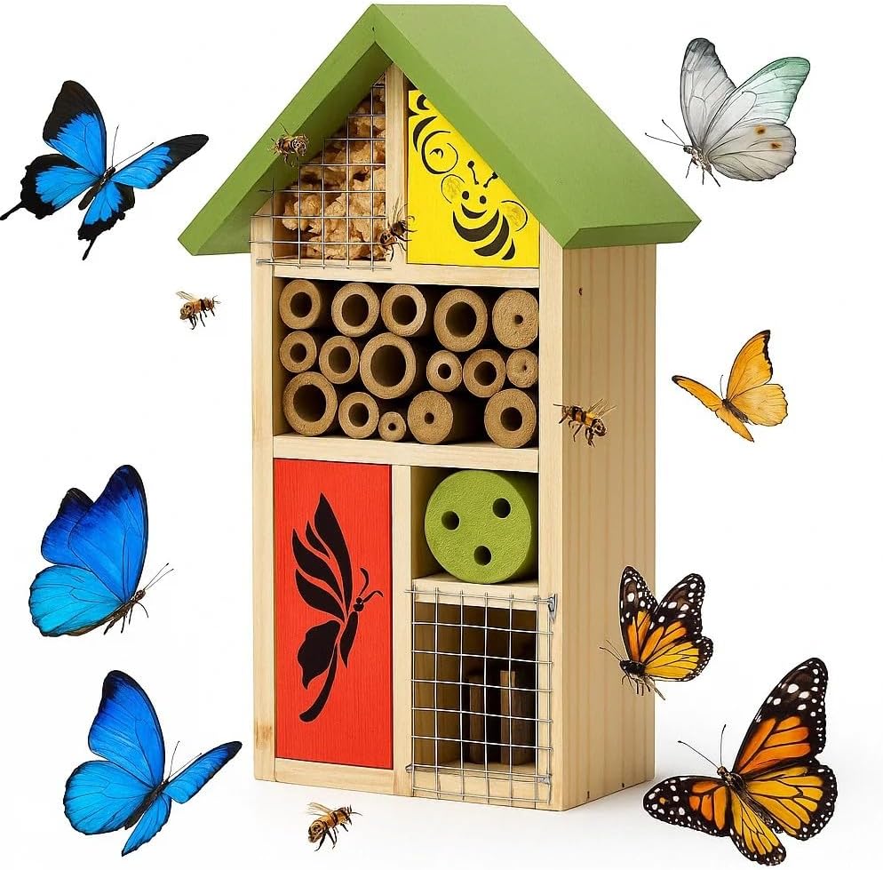 Premium Bug Hotel Kit Cedar Wood Insect Hotel Insect House - Backyard Bee House, Nesting Habitat