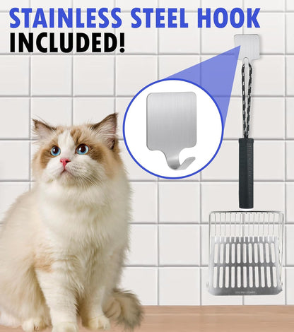 Cat Litter Scoop, Solid and Durable Kitty Metal Scooper, Stainless Steel Sifter, Heavy Duty, for