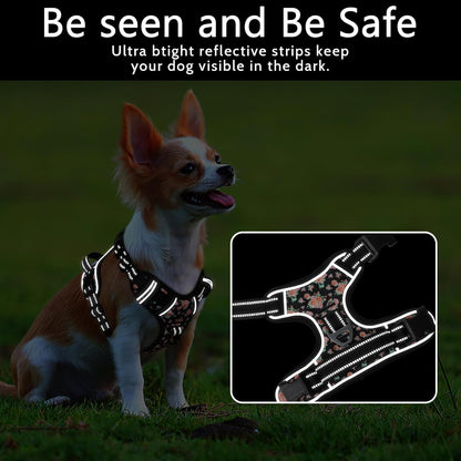 Timos Dog Harness, 3 Snap Buckles No-Pull Soft Padded Dog Vest with 2 Metal Leash Clips,Adjustable