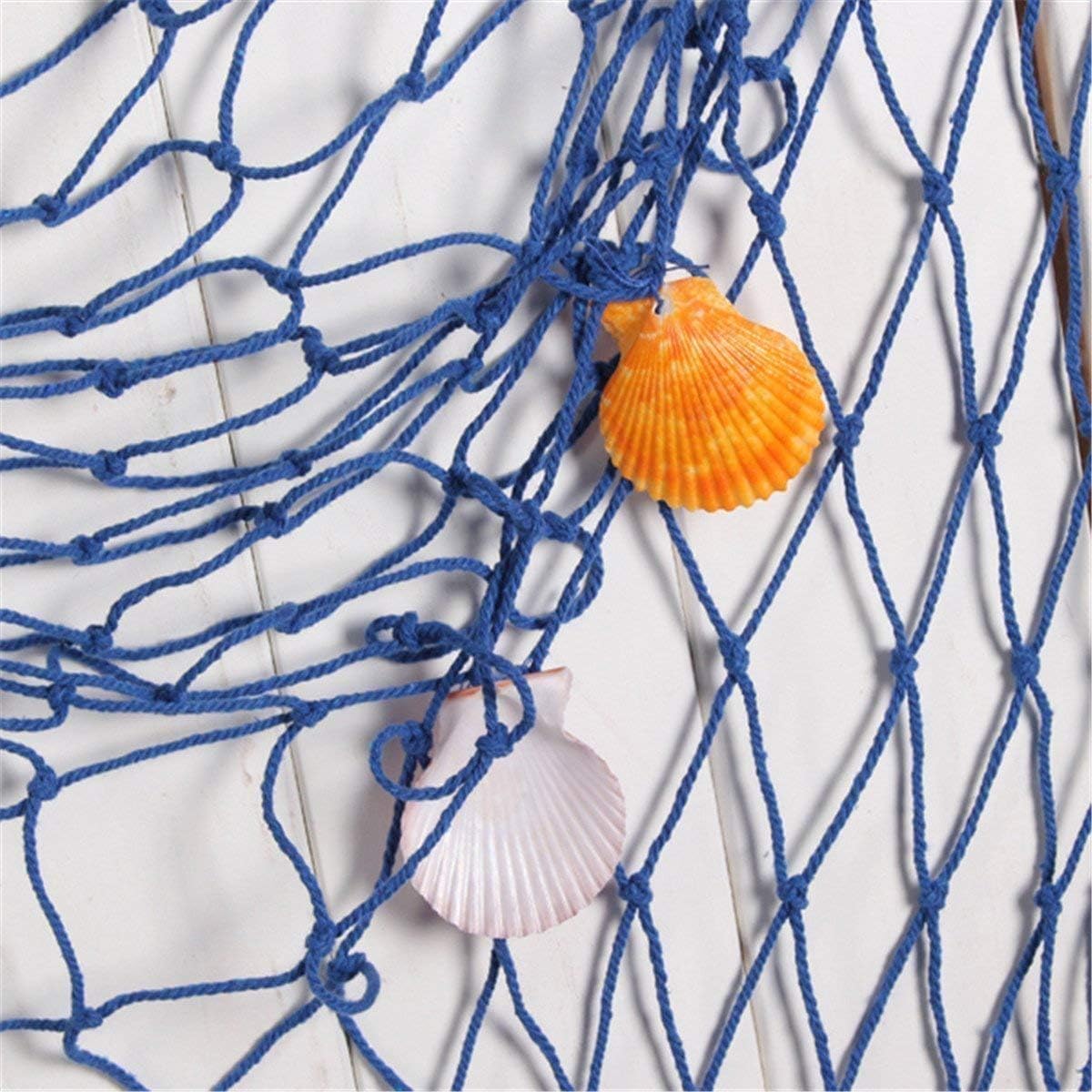 Nature Fish Net Wall Decoration with Shells, Ocean Themed Wall Hangings Fishing Net Party Decor for