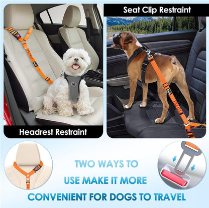 Lukovee Dog Seatbelt Leash for Cars, 2 Pack Pet Safety Car Seat Belt with Adjustable Buckle &