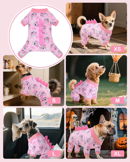 CuteBone Dinosaur Costume Dog Pajamas, Stretchy Spandex Crystal Velvet Sleepwear Coat for Small