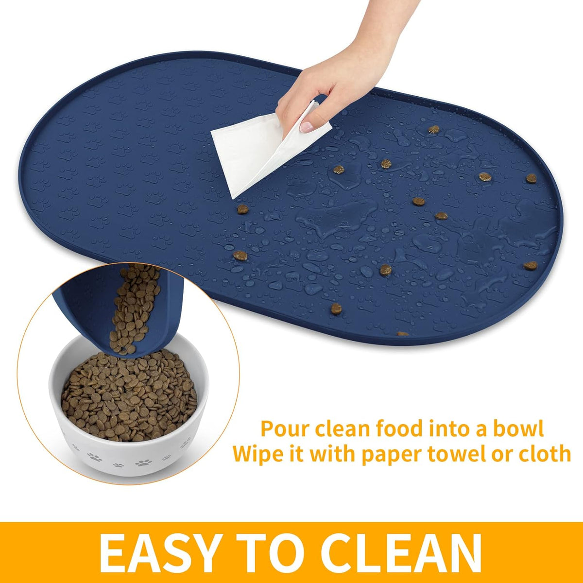 KPWACD Pet Feeding Mat for Dogs and Cats, Silicone Dog Placemat Non-Slip Waterproof Bowl Mats