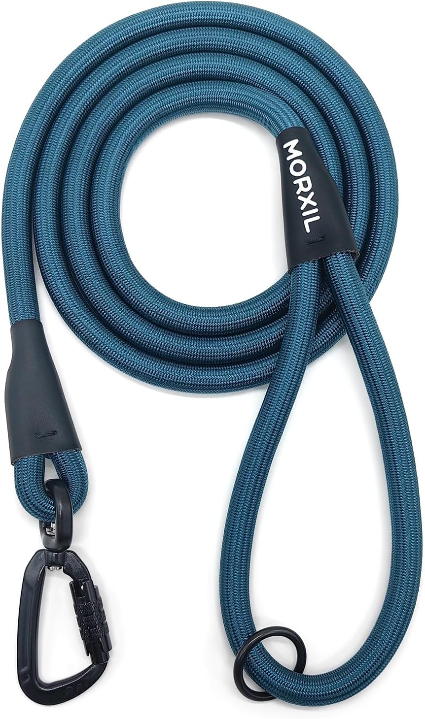 Rope Dog Leash, 4 ft Heavy Duty Dog Leash with Aviation Aluminum Auto Locking Carabiner, Strong
