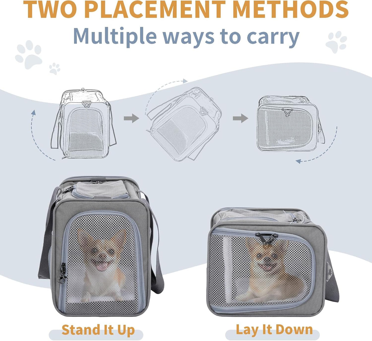 ‌Petsfit Airline Approved Pet Carrier for Small Dogs & Cats, 19x9x12 TSA Approved Carrier, with