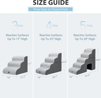 Dog Stairs for Couch Sofa and Chair, 3-Step Dog Steps for Small Dogs and Cats, Non-Slip Indoor Pet