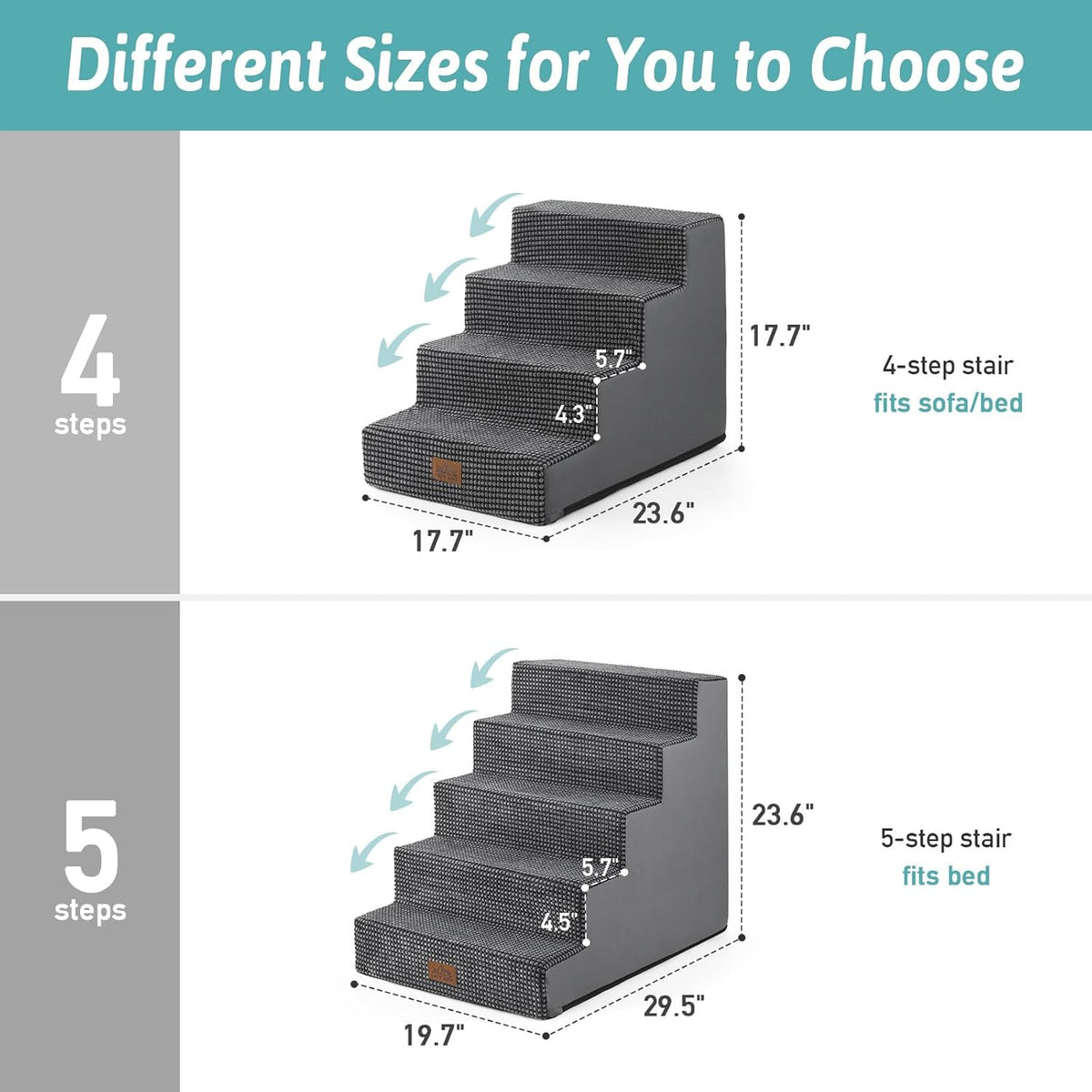 Dog Stairs for Small Dogs, 4 Tier Wider Pet Stairs for Couch and Beds, 17.7" H Non-Slip Dog Steps
