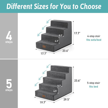 Dog Stairs for Small Dogs, 4 Tier Wider Pet Stairs for Couch and Beds, 17.7" H Non-Slip Dog Steps