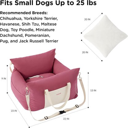 Lesure Small Dog Car Seat for Small Dogs - Waterproof Dog Booster Seat for Car with Storage Pockets